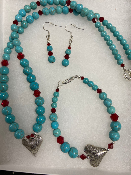 3-Piece Turquoise Heart